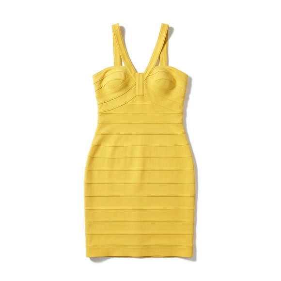 Aidan Mattox Dresses & Skirts - Aidan Mattox Bandage bright Yellow mini Dress size 8